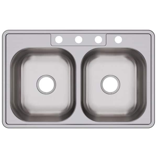 Elkay 33 in. Drop-in Double Bowl 20-Gauge Stainless Steel Kitchen Sink w/ Accessories