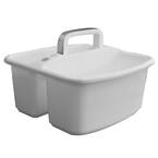 Large Home Divided Storage Tote Caddy, White w/Gray Carry Handle