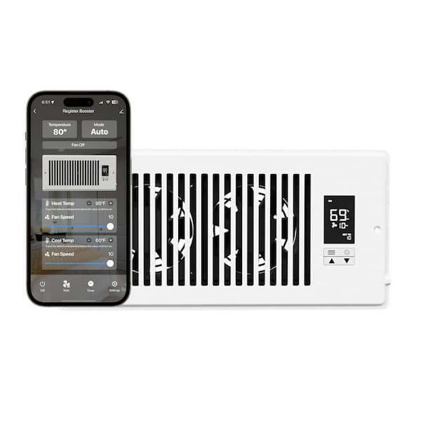 123 CFM 4 in. x 10 in. Register Booster Fan with Automatic Thermostat and App Control