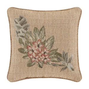 Martina Gold 18" Square Embellished Decorative Throw Pillow