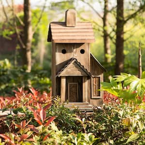 24.02 in. H Rustic Wood Natural Birdhouse