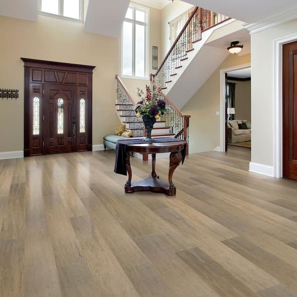 Brushed Matt Strand Woven Canyon 7mm T x 7.48 in. Wx 72.83 in. L Click Water Resistant Bamboo Flooring(18.92 sq.ft/case)