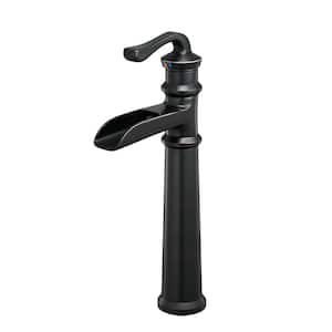 Waterfall Single Hole Single-Handle Vessel Bathroom Faucet With Supply Line in Oil Rubbed Bronze