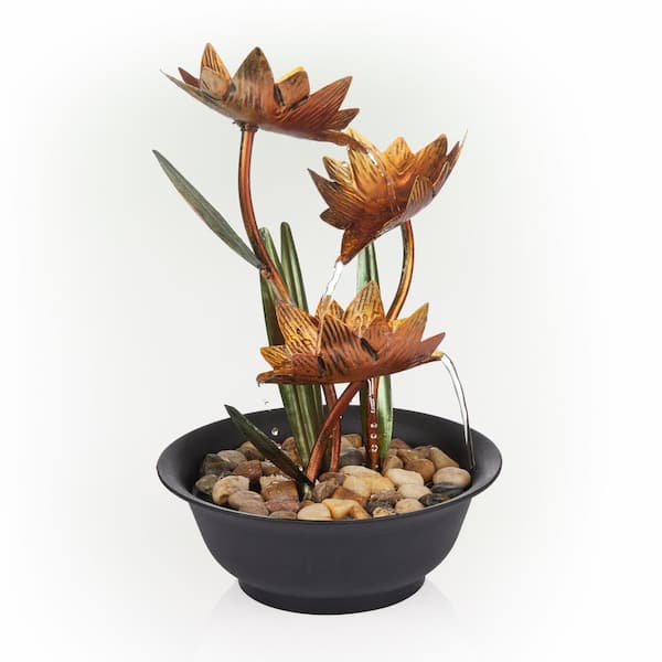 Alpine Corporation 13 in. H Indoor Multi-Tier Metal Lotus