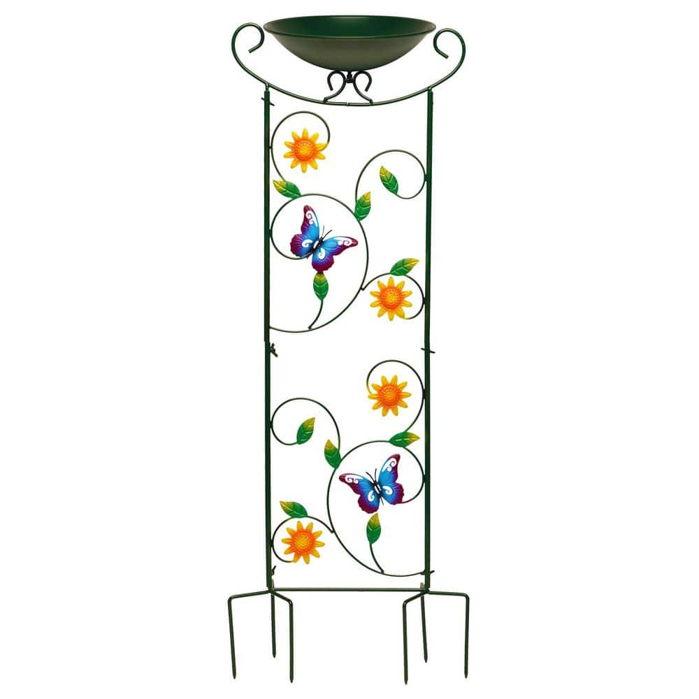 35 in. Green Butterfly Garden Iron Trellis Bird Bath price history on PriceWatchPro
