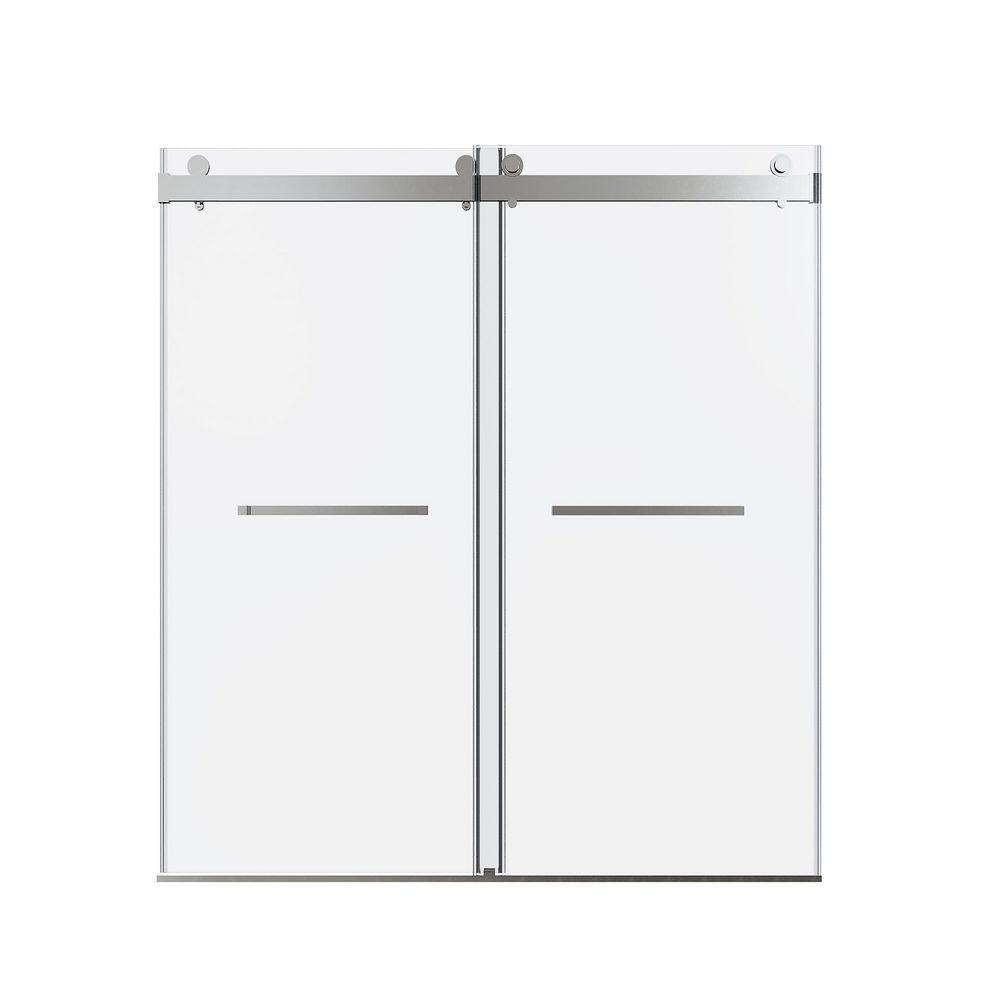68-72 in. x 76 in. H Double Sliding Frameless Shower Door in Brushed Nickel with 10mm Thick SGCC Tempered Clear Glass price history on PriceWatchPro