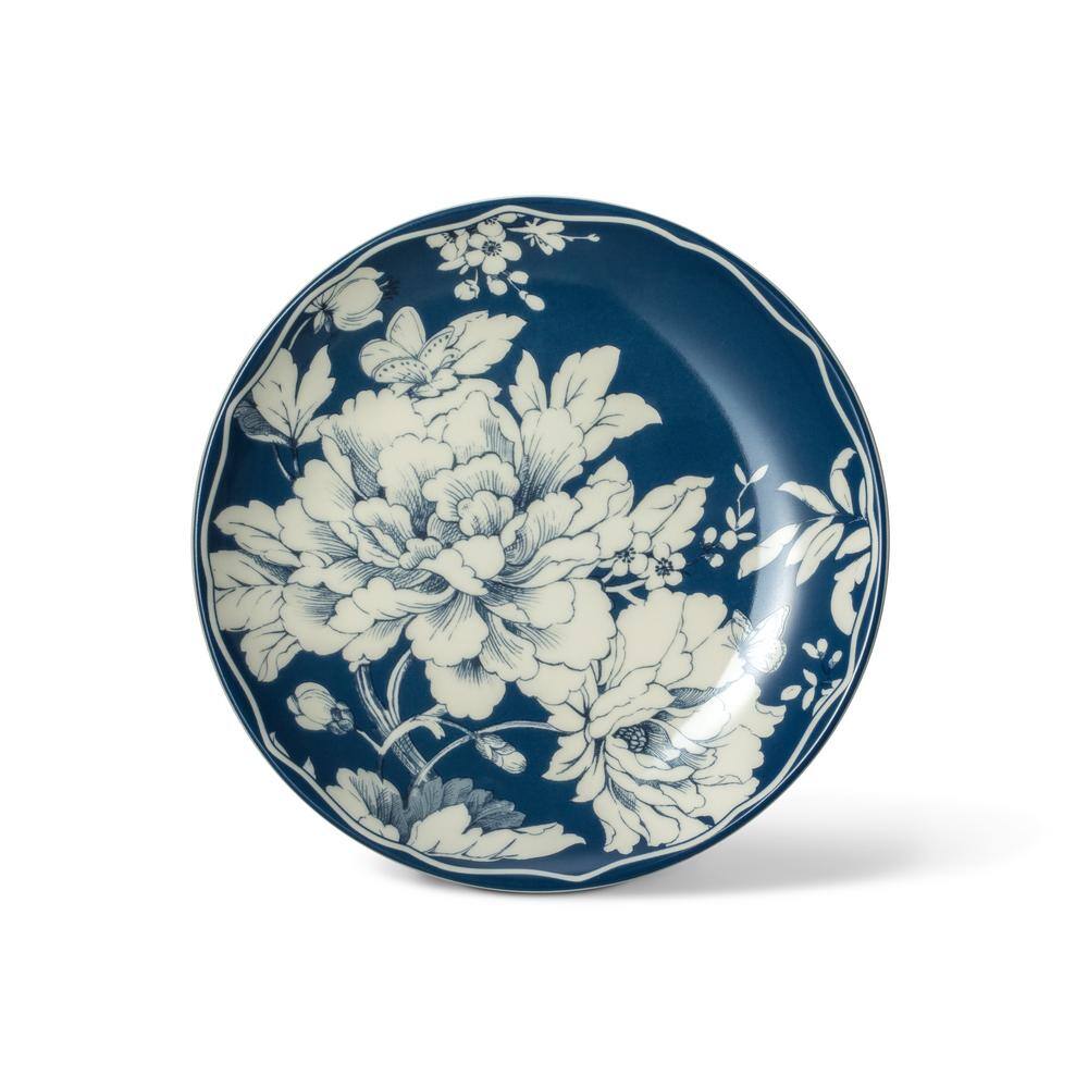 Blue and White Floral Porcelain Dinnerware Set, Service for 4