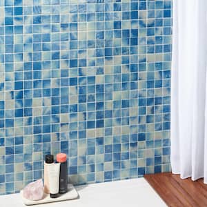 Rapids Bluestone 12.24 in. x 12.24 in. Polished Glass Floor and Wall Mosaic Pool Tile (1.04 sq. ft./Sheet)