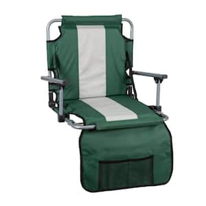 Green/Tan Tubular Frame Folding Stadium Seat with Arms