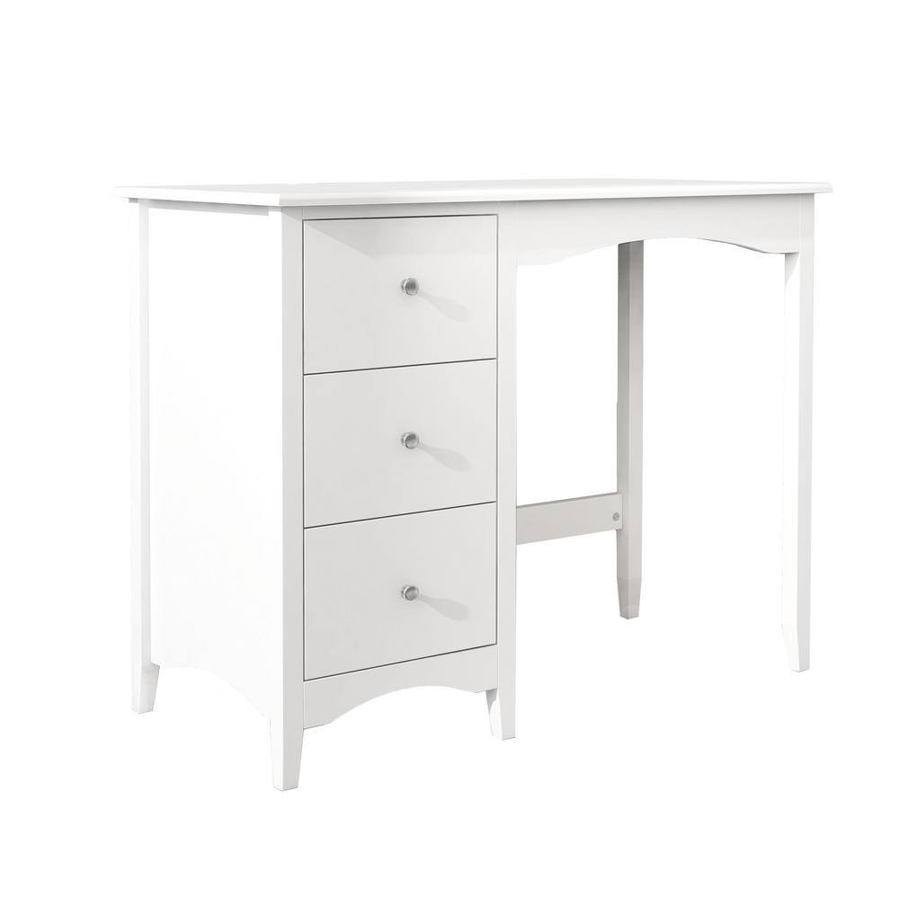 37.4 in. White Rectangular Writing Desk with 3-Drawers