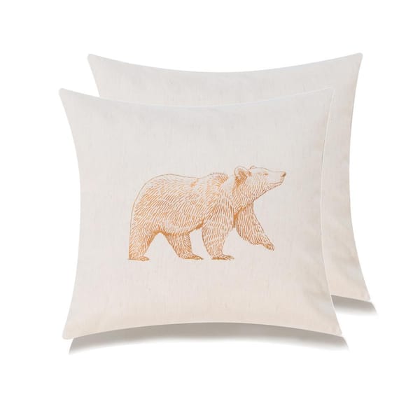 Peterson Artwares Farmhouse animals Bear throw pillow - set of 2