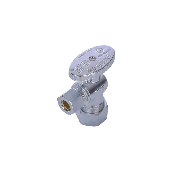 The Plumber's Choice 5/8 in. Compression Inlet x 3/8 in. O.D. Compression Outlet Multi Turn Angle Stop Valve