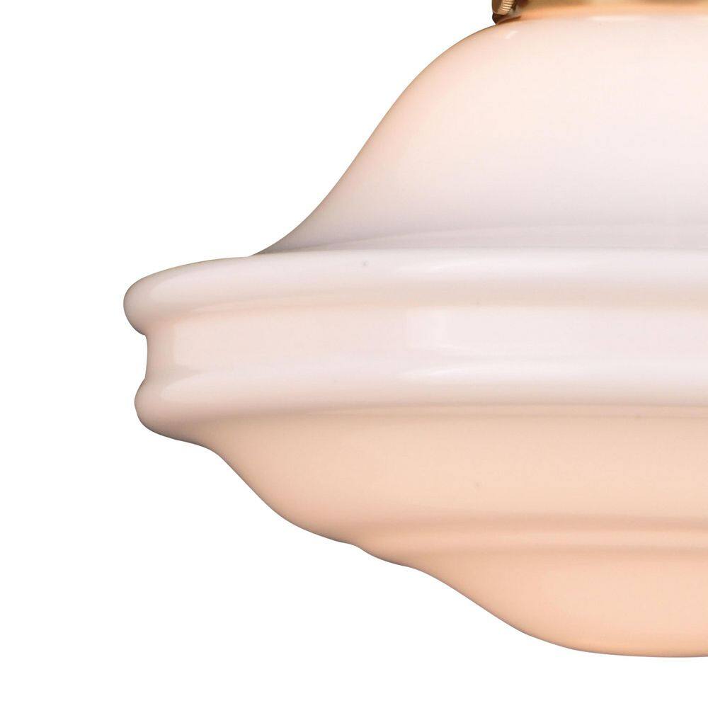 Huntley 12" Natural Brass Pendant with White Milk Glass
