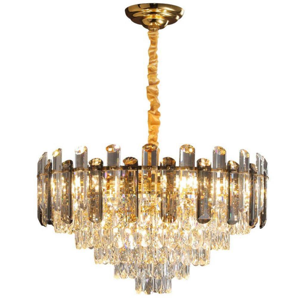 24 in. Modern 11-Light Brass Round Chandelier with 6-Tier Crystal Hanging Light Fixture for Dining Room price history on PriceWatchPro