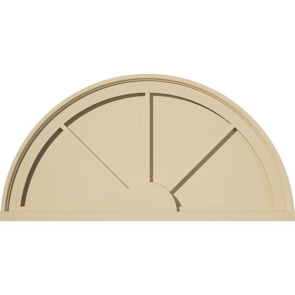 Ekena Millwork 32 in. W x 16 in. H x 2 in. P Half Round 3 Spoke Signature Urethane Pediment, Primed Tan