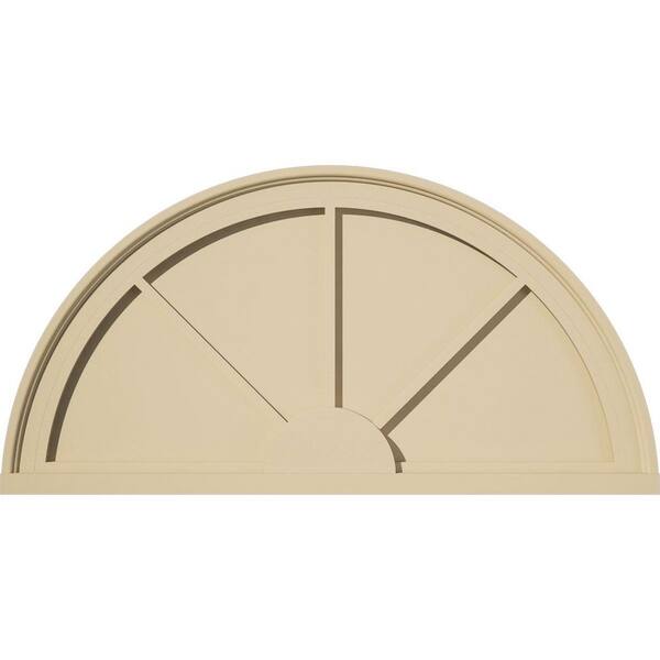 32 in. W x 16 in. H x 2 in. P Half Round 3 Spoke Signature Urethane Pediment, Primed Tan