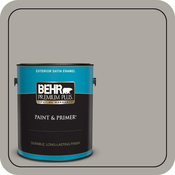 BEHR PREMIUM PLUS 1 gal. #N360-3 Still Gray Satin Enamel Exterior Paint & Primer