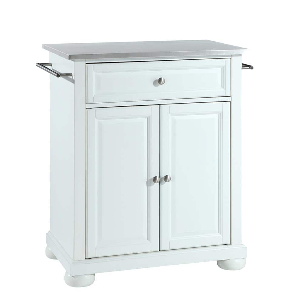 CROSLEY FURNITURE Alexandria White Portable Kitchen Island with Stainless  Steel Top KF30022AWH - The Home Depot