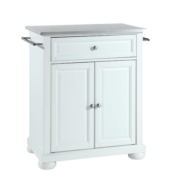 CROSLEY FURNITURE Alexandria White Portable Kitchen Island with Stainless Steel Top