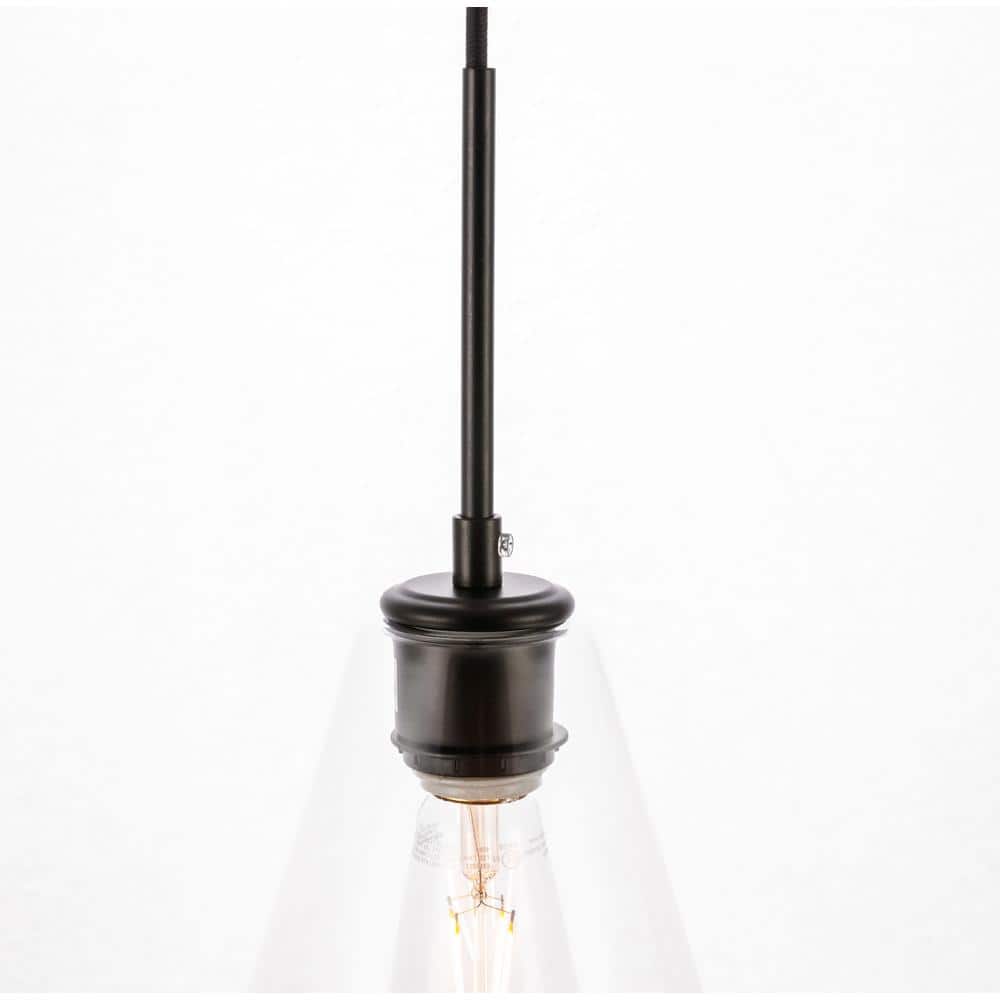 Gene 7.1" Contemporary Black and Clear Glass LED Pendant