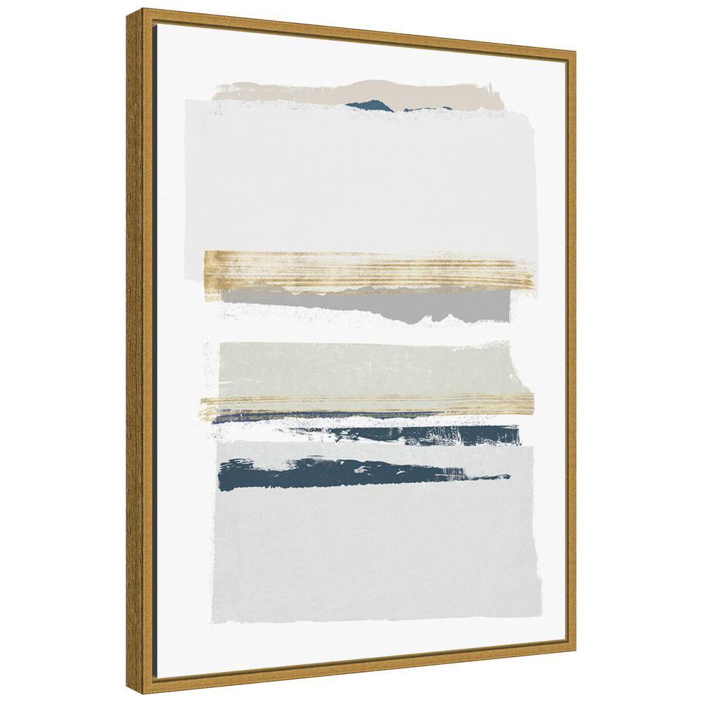 Boulevard I Neutral Abstract Canvas Art with Gold Frame