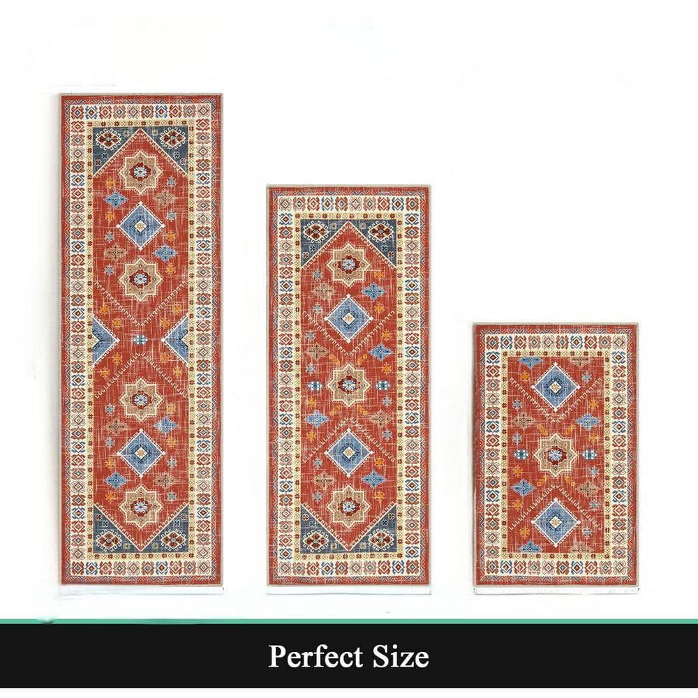 Red Runner Kitchen Rug INNOBULE Kitchen Rugs and Runner Sets of 3 Washable Non Slip Kitchen ...