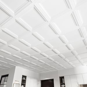 White 2 ft. x 2 ft. Decorative Square Drop Ceiling Tile, Lay-In PVC Ceiling Panels (48 sq.ft./Case)