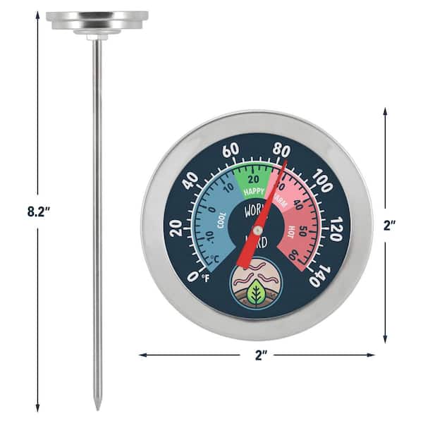Arcadia Garden Products Worm Nerd 8 in. Stainless Steel Worm Compost and  Garden Soil Thermometer WN38 - The Home Depot