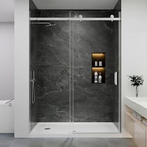 EASYWORC 49 in. - 54 in. W x 76 in. H Sliding Frameless Shower