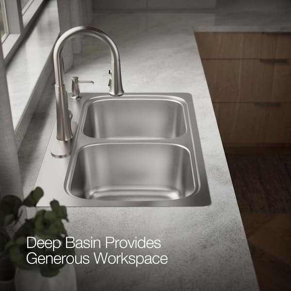 KOHLER Verse 33 in. Drop-in Double Bowl 18-Gauge Stainless Steel