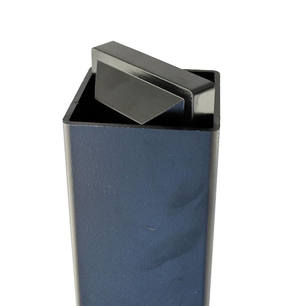 Slipfence 3 in. x 3 in. x 76 in. Black Powder Coated Aluminum Surface Mount Fence Post Includes Post Cap