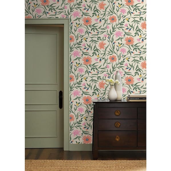 Aster Coral Orange Metallic Non-Pasted Wallpaper