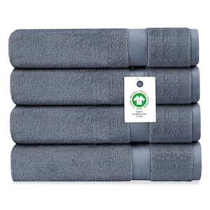 Delara Mineral Blue Solid 100% Organic Cotton Luxuriously Plush Bath Towel (Set of 4)