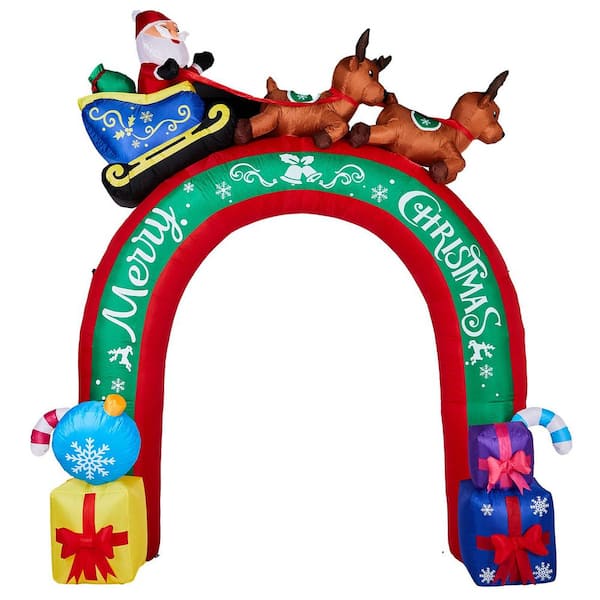 Karl home 9 ft. x 10.9 ft. Sock Arch Christmas Inflatable with LED ...
