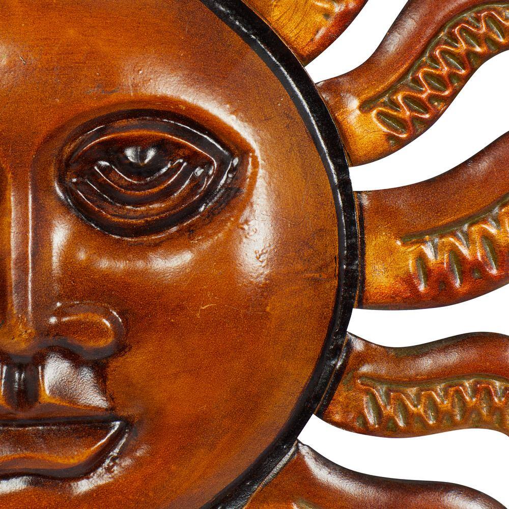 Red Metal Sun and Moon Indoor Outdoor Wall Decor