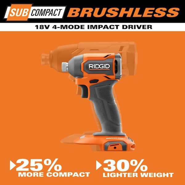 RIDGID - 18V SubCompact Brushless Cordless 2- Tool Combo Kit w/ Hammer Drill, Impact Driver, (2) 2.0 Ah Batteries, Charger, & Bag