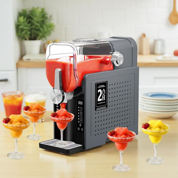 Relyblo 92 oz. ABS Plastic Gray Snow Cone Machine with 6 Preset Programs, Frozen Drink Maker for Slush and No Ice Needed