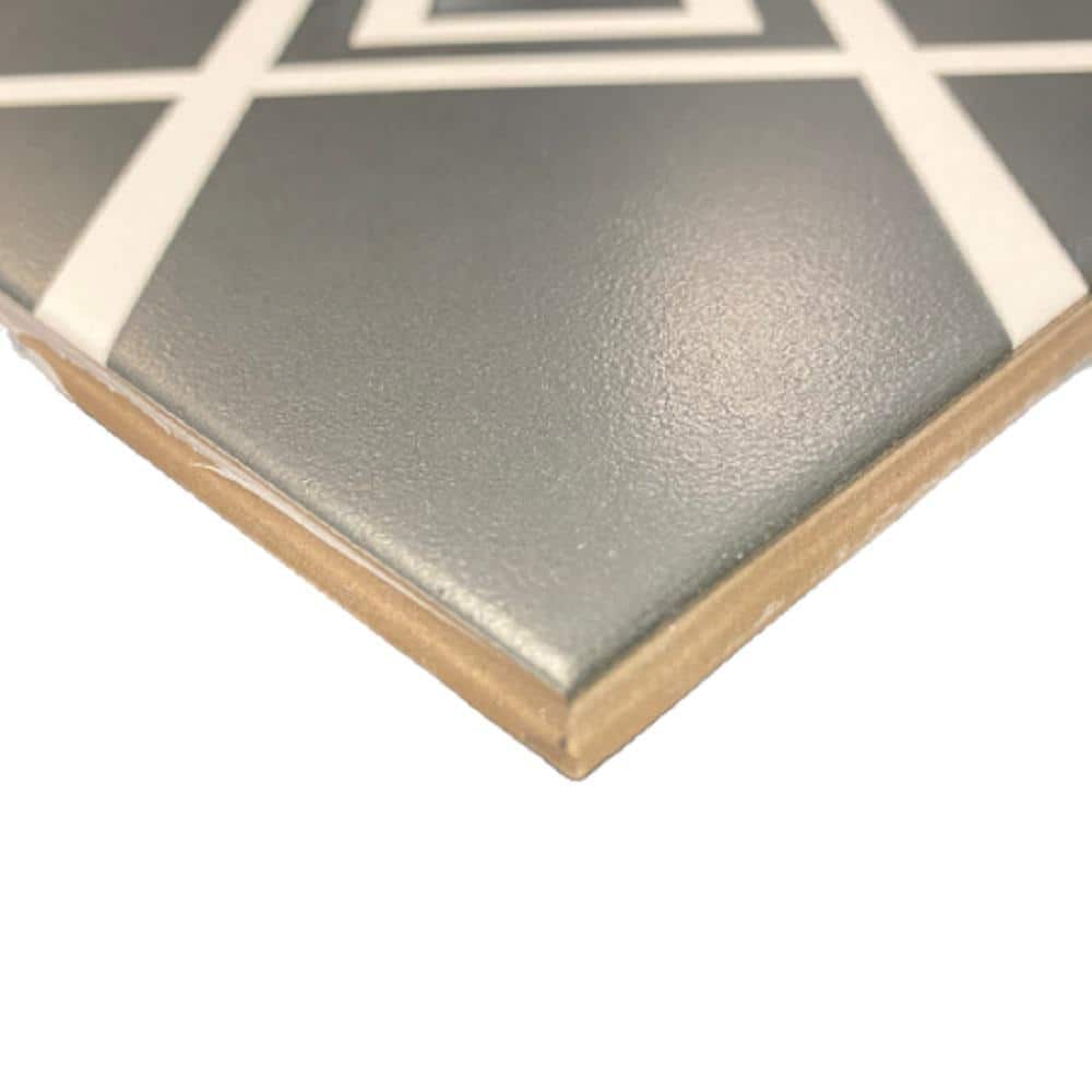 Casablanca Black and White Ceramic Patterned Tile 8x8