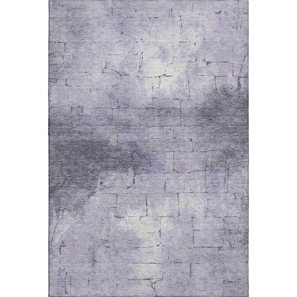 Mayfield Premium Machine Washable Abstract AMF2215 Lavender 5 ft. x 7 ft. 6 in. Area Rug