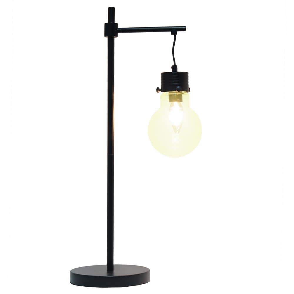 24" Black Industrial Nightstand Lamp with Clear Glass Shade