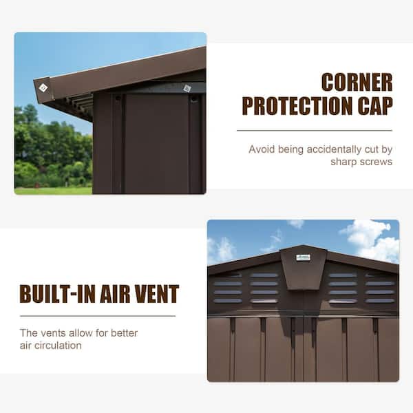domi outdoor living 11 ft. x 9 ft. Dark Brown Metal Shed 99 sq. ft