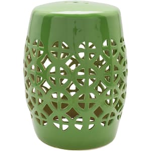 Millais 13 in. L x 13 in. W x 18 in. H Green Global Round Ceramic Decorative Accent Furniture