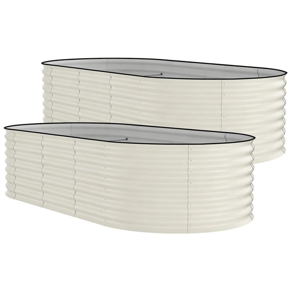 2 Pcs Outdoor Oval Galvanized Steel Beige Raised Garden Bed with Open Bottom, 8 ft. x 4 ft. x 2 ft. price history on PriceWatchPro