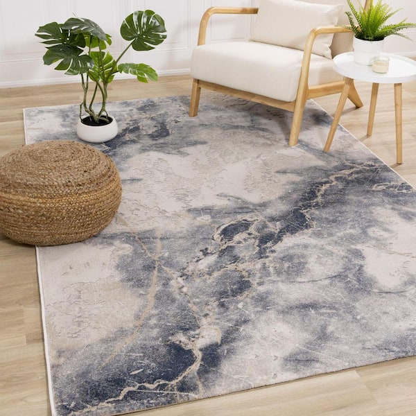 Sylvaris Collections 7 ft. x 10 ft. Blue Organic Indoor Area Rug