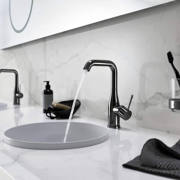 binnen film steak GROHE Essence L-Size Single Hole Single-Handle Bathroom Faucet with  Temperature Limiter in Hard Graphite 23486A0A - The Home Depot