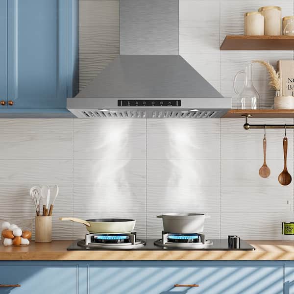36 in. 900 CFM Convertible Wall Mount Range Hood in Stainless Steel with Intelligent Gesture Sensing and Charcoal Filter