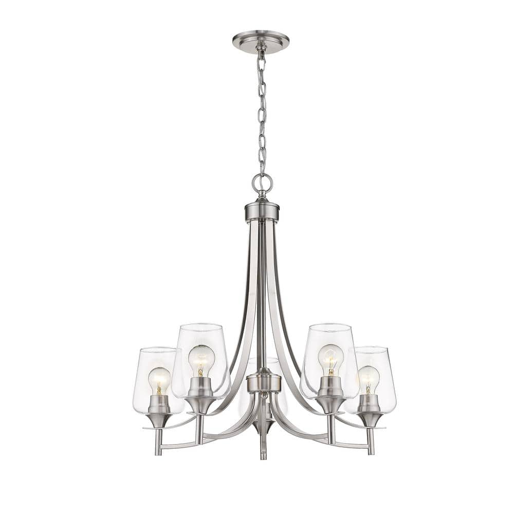 Joliet 5-Light Brushed Nickel Glass Shade Chandelier