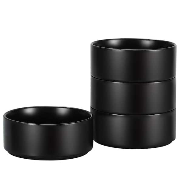 Set of 4 Ceramic Cereal Bowls 6 Inch Stoneware Soup Bowls Matte Black Stackable Dishwasher Microwave Safe