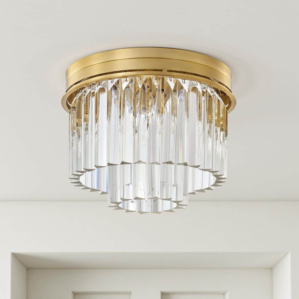 5-Light Gold Tiered Crystal Chandelier Flush Mount Lighting with No Bulbs Included price history on PriceWatchPro
