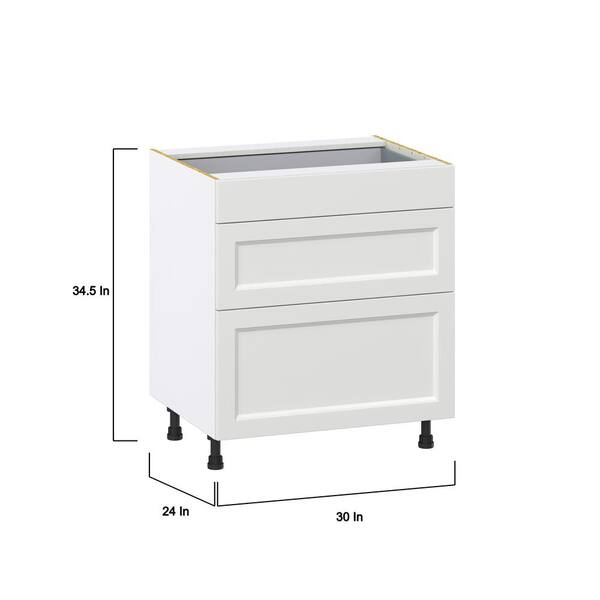 J COLLECTION Alton 30 in. W x 24 in. D x 34.5 in. H Painted White Shaker Assembled Base Kitchen Cabinet with a 10 in. Drawer